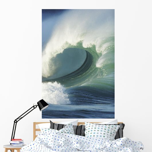 Hawaii, Oahu, North Shore, Waimea Bay, Wild And Crashing Shorebreak Wall Mural