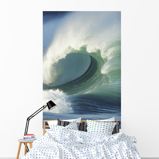 Hawaii, Oahu, North Shore, Waimea Bay, Wild And Crashing Shorebreak Wall Mural