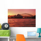 Australia, New South Wales, Opera House and Harbor Bridge at sunset Wall Mural