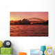 Australia, New South Wales, Opera House and Harbor Bridge at sunset Wall Mural