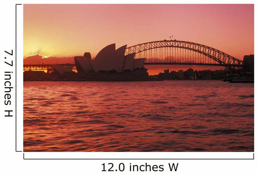 Australia, New South Wales, Opera House and Harbor Bridge at sunset Wall Mural