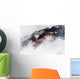 Steam cloud nearly hiding red hot lava flow pouring into Pacific Ocean Wall Mural