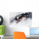 Steam cloud nearly hiding red hot lava flow pouring into Pacific Ocean Wall Mural