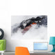Steam cloud nearly hiding red hot lava flow pouring into Pacific Ocean Wall Mural