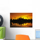 Silhouette of temple against orange sky during sunrise Wall Mural
