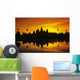 Silhouette of temple against orange sky during sunrise Wall Mural