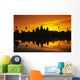 Silhouette of temple against orange sky during sunrise Wall Mural