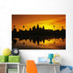 Silhouette of temple against orange sky during sunrise Wall Mural