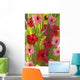Red And Pink Hibiscus Poking Through Green Leafs Wall Mural
