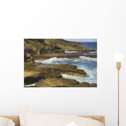 Ocean Crashing Against Rocky Coastline Wall Mural