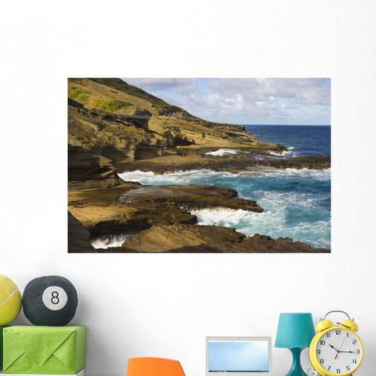 Ocean Crashing Against Rocky Coastline Wall Mural