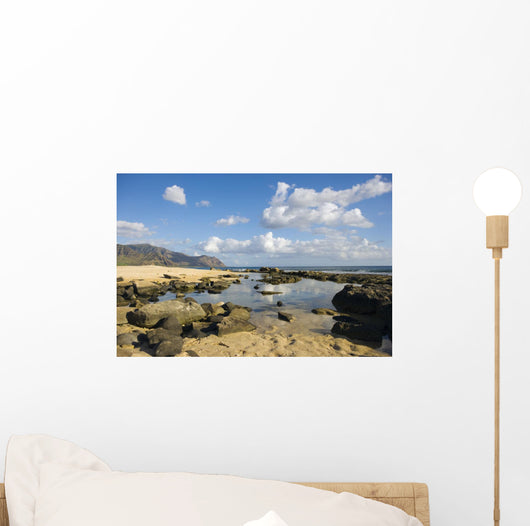 Hawaii, Oahu, Yokohama Bay, Waianae, Rocky Beach And Calm Ocean Wall Mural