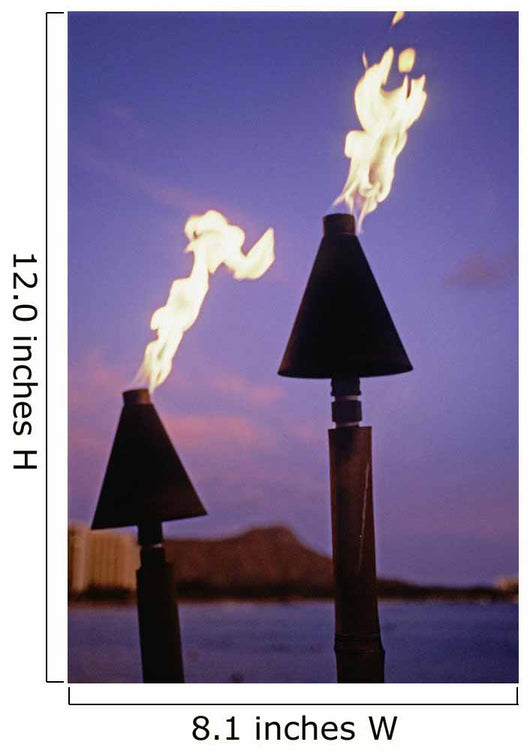 Tiki Torches Burn At Sunset With Diamond Head In Background Wall Mural