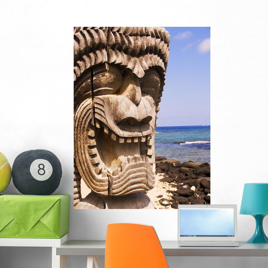 Close-Up Of Ki'i In Front Of Blue Sky And Ocean Wall Mural