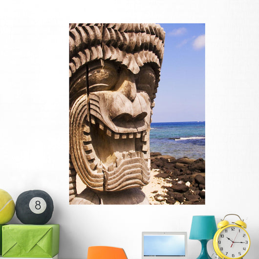 Close-Up Of Ki'i In Front Of Blue Sky And Ocean Wall Mural