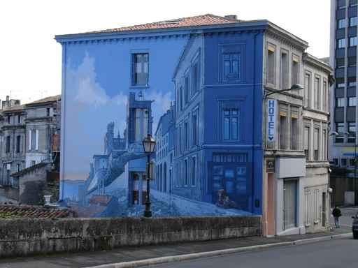 Hotel with Trompe L'oeil Wall Decal
