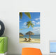 Lounge Chairs And Thatch Umbrella Wall Mural