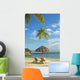 Lounge Chairs And Thatch Umbrella Wall Mural