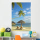 Lounge Chairs And Thatch Umbrella Wall Mural