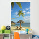 Lounge Chairs And Thatch Umbrella Wall Mural