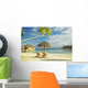 Lounge Chairs And Thatch Umbrella Wall Mural