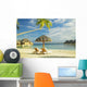 Lounge Chairs And Thatch Umbrella Wall Mural