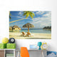 Lounge Chairs And Thatch Umbrella Wall Mural