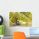 French Polynesia, Tuamotu, Palm Tree With Two Bikes Leaned Against It Wall Mural