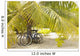 French Polynesia, Tuamotu, Palm Tree With Two Bikes Leaned Against It Wall Mural