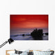 Indonesia, Bali, Taneh Lot Temple Silhouetted At Sunset, Red Sky Wall Mural