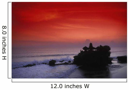 Indonesia, Bali, Taneh Lot Temple Silhouetted At Sunset, Red Sky Wall Mural
