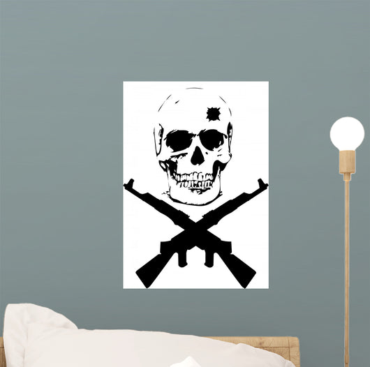 skull and guns - vector illustration Wall Decal