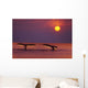 Inside Passage 2 Humpback Whales Fluke By A Fiery Sunset Wall Mural