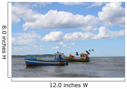 old fishing boats against beautiful sky Wall Mural
