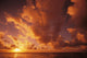 Hawaii, Kauai, Wailua, Sunrise Over The Ocean On A Cloudy Morning Wall Mural