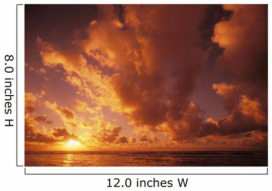 Hawaii, Kauai, Wailua, Sunrise Over The Ocean On A Cloudy Morning Wall Mural