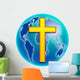 cross globe Wall Decal