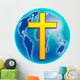 cross globe Wall Decal