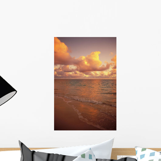 Late Afternoon Light Sreflects Pink Clouds On A Calm Ocean Wall Mural