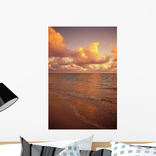 Late Afternoon Light Sreflects Pink Clouds On A Calm Ocean Wall Mural