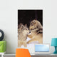 Alaska, Gray Wolves Playing In Deep Winter Snow At The Forests Edge Wall Mural