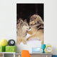 Alaska, Gray Wolves Playing In Deep Winter Snow At The Forests Edge Wall Mural