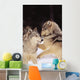 Alaska, Gray Wolves Playing In Deep Winter Snow At The Forests Edge Wall Mural