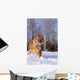 Alaska, Siberian Tiger Charging Through Winter Snow Wall Mural