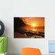 Bright Orange Sky And Calm Ocean Wall Mural