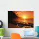 Bright Orange Sky And Calm Ocean Wall Mural