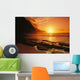 Bright Orange Sky And Calm Ocean Wall Mural