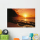 Bright Orange Sky And Calm Ocean Wall Mural