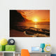 Bright Orange Sky And Calm Ocean Wall Mural