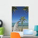Hawaii, Oahu, Palm Trees Overhang The Ocean On A Clear Blue Day Wall Mural